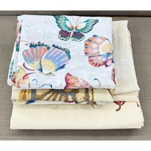 Burlington House Amari Butterfly Twin Flat Sheet with 4 Pillowcases 1970s Cotton